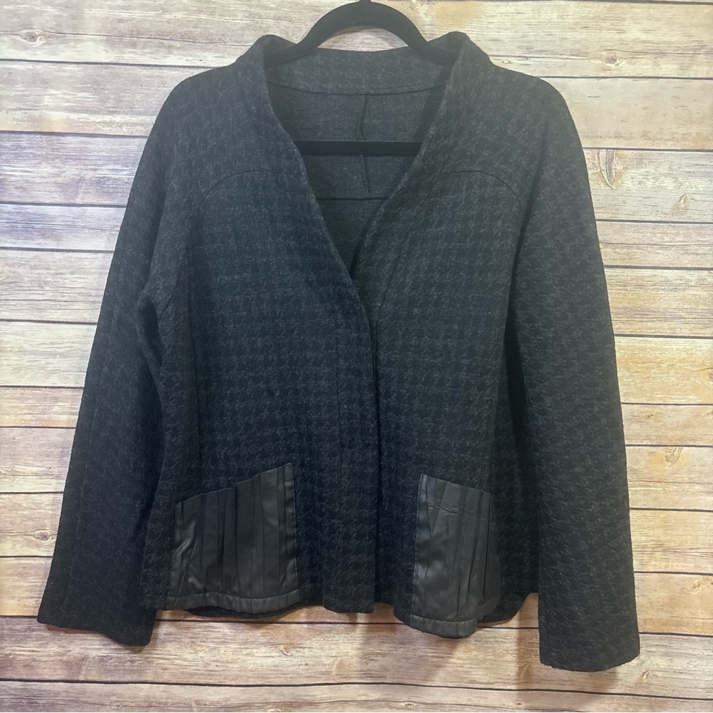Babette SF Avant Garde Dark Gray Black Houndstooth Jacket Size Small Cashmere